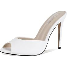 Womens Stiletto High Heel Sandals Fish Mouth Peep Toe Pink Heeled Mules Sexy Slip on Summer Slippers Party Wedding Prom Dressy Shoes Comfort Outdoor Footwear