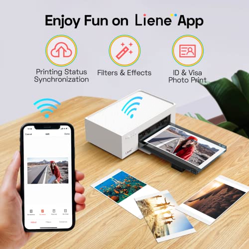 Liene White M200 4X6'' Photo Printer Battery Edition, Wireless Photo Printer For Iphone Android, Dye Sublimation Printing Full-Color Photo 20-Sheet, Portable Picture Printer Ideal For Travel Home Use #TOP4