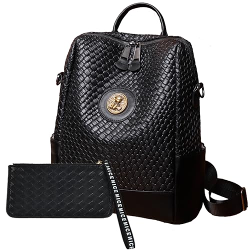 PILCAVE Backpack Purse for women Fashion Backpack with Multi Pockets Anti-Theft Travel Shoulder Bag Handbag Set 2pcs Black