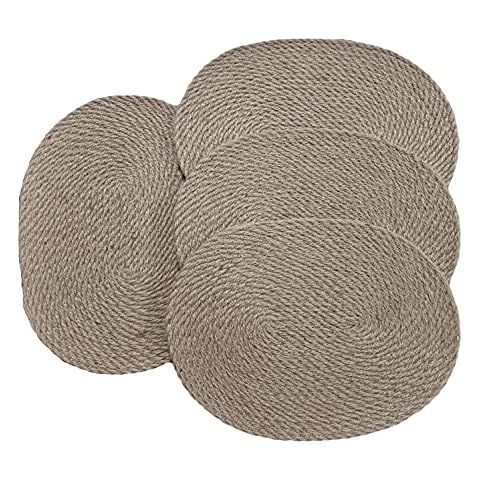 UHEIM Premium Natural Jute Placemats Set of 4 - Jute Handmade Woven Placemats Heat Resistant Non-Slip - Thick Hot Pads Hot Mats Trivet for Dining Table (Jute Woven Placemats, Oval 15.8 X 11.8 Inch) Cover