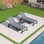 PURPLE LEAF Sonnenliegen 2er Set mit Tisch, Grau