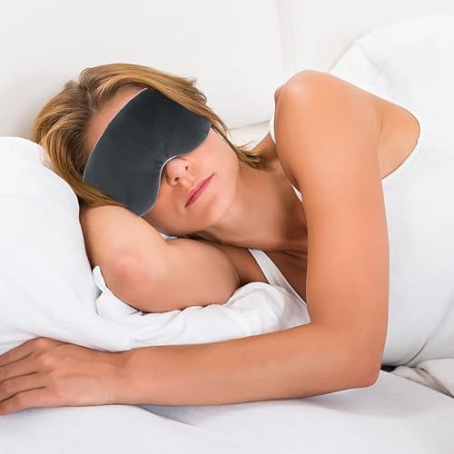 Miniatura 7 de Máscara de ojos de calor húmedo para mujeres y hombres, mascarillas de compresión ponderada para microondas con lavanda y correa ajustable, cubierta