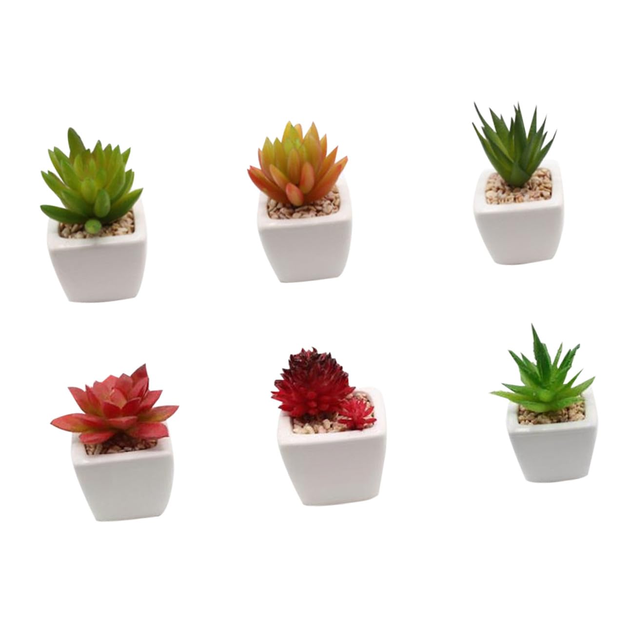 Mipcase 6 Pièces Succulente Artificielle en Céramique Blanche Mini Bonsaï