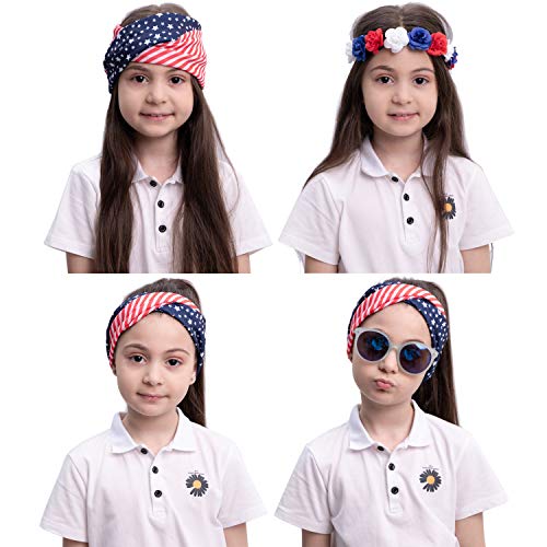 Joyin 2 Pcs Patriotic Accessories With American Flag Headband And Flower Headband For Women Girls, 4Th Of July Bandana For Memorial Day, Independence Day, Patriotic Party And 4Th Of July Party Favors #TOP3