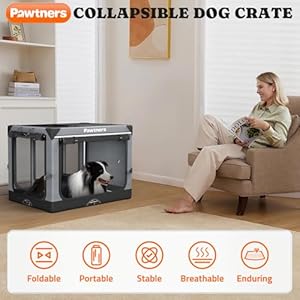 Collapsible Dog Crate: 38 Inch Foldable Soft Sided Dog Crate for Large Dogs, Portable Dog Travel Kennel with Soft Mat for Indoors & Outdoors, Grey Collapsible Dog Crate 38 Inch Foldable Soft Sided Dog Crate for Large Dogs Portable Dog Travel Kennel with Soft Mat for Indoors Outdoors Grey