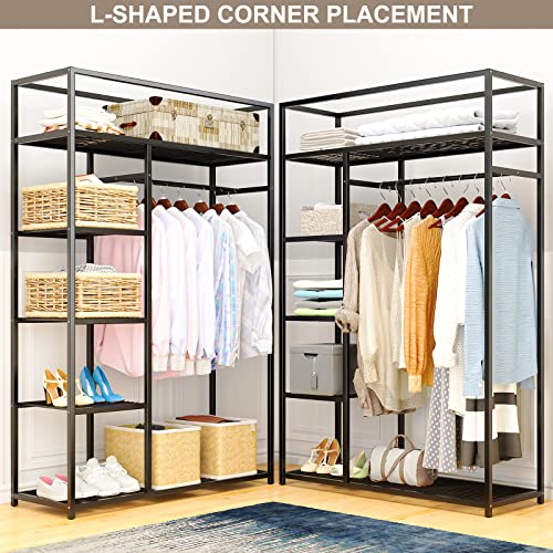 Jeroal Metal Closet Heavy Duty Clothes Rack, Freestanding Garment Organizer Closet, Open Wardrobe Closet Storage Organizer With Hanging Rod And Storage Wire Shelves #TOP3