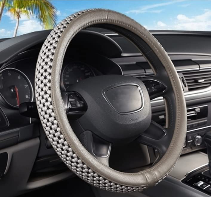 Auto Stuurhoes voor Suzuki Ignis 2020-2023, Stuurwielhoes Leer Stuurwielhoezen Ademend Stuurbescherming Antislip Stuurwielbeschermer Stuurwiel Cover Auto Accessoires,O-F