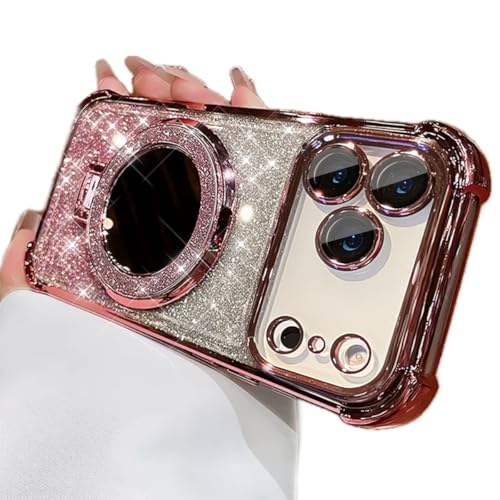 Coque à paillettes iPhone 17 Pro Max avec anneau MagSafe transparent