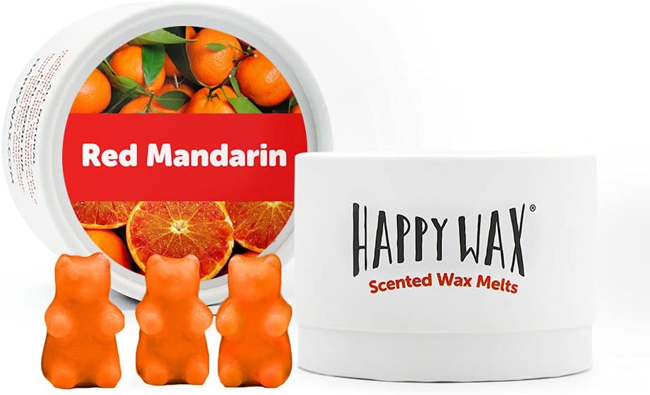 Happy Wax Red Mandarin Scented Natural Soy Wax Melts – 3.6 Oz. of Scented Wax Melts, Made in USA
