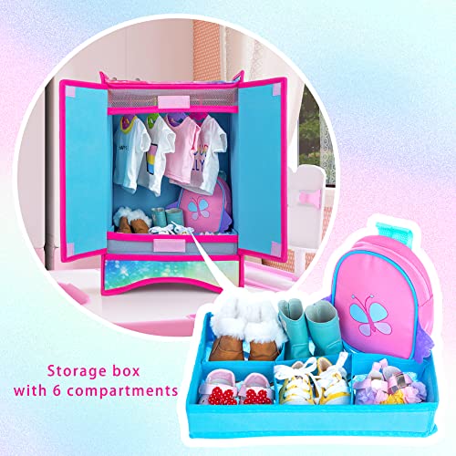 Zita Element 18 Inch Girl Doll Accessories Closet Wardrobe Set - Including 18 Inch Doll Clothes Wardrobe, Hangers And Storage Box For Our My Generation Life Doll Accessories #TOP3