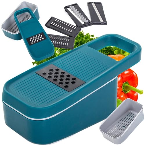 Rallador De Verduras - Mandolina De Cocina Profesional - Cortador Picador Y Pelador Manual Multiusos Para Queso, Tomate, Calabacín, Patatas, Limón. Máquina Para Cortar, Accesorio Rayador Set 5 En 1