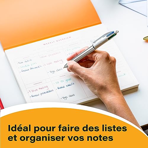 BIC 4 Couleurs Shine stylos-bille retractables pointe moyenne ecriture multicolore - 6