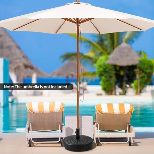 LIODUX Fillable Umbrella Base Stand, 35kg Water & Sand Filled Heavy Duty 51cm Round Patio Outdoor Umbrella Weight Base, for Umbrella Pole 1.5-1.9 inches, for 9-10 ft Market Offset Umbrella