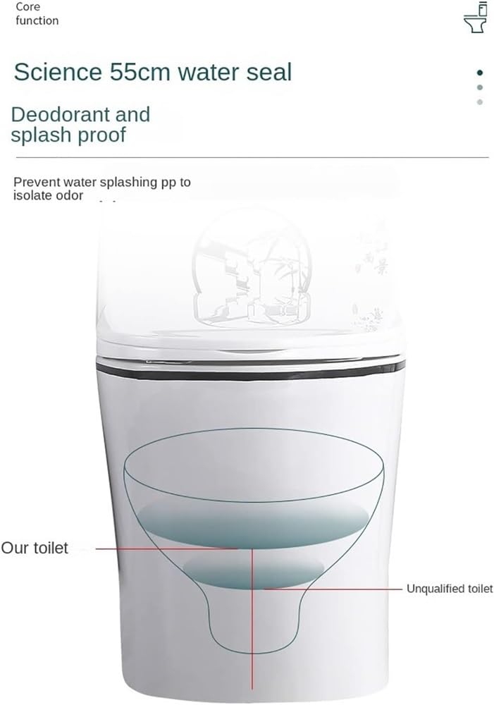 Siphonic Toilettes en céramique à double chasse d'eau, hauteur universelle silencieuse pour maison, hôtel, salle de bain, plusieurs couleurs (C305 mm, 720 x 390 x 660 mm)