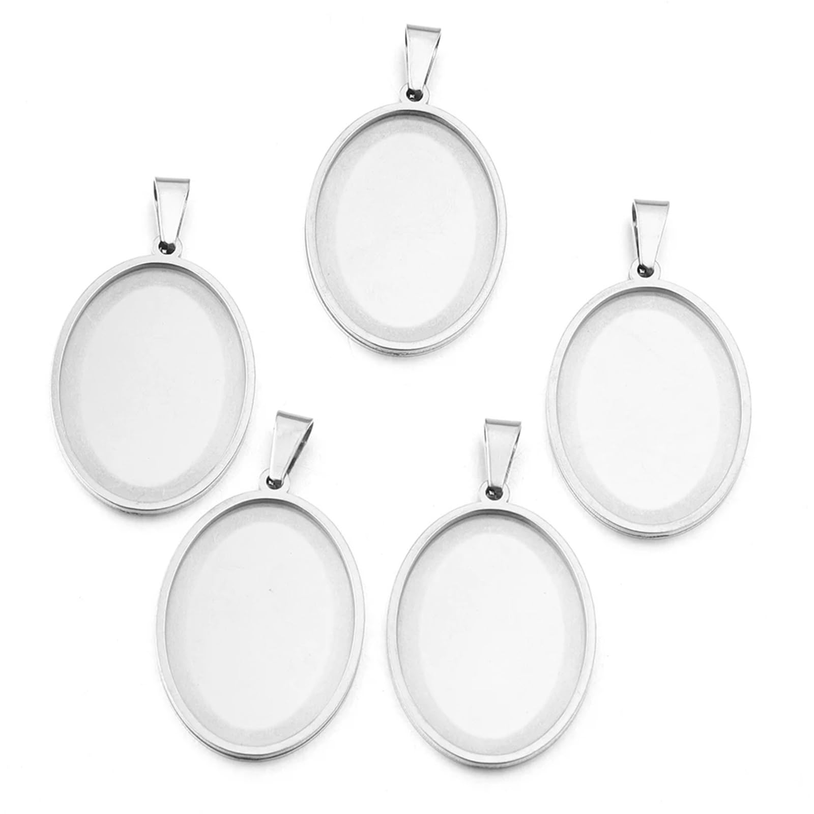 Pendant tray， Oval Stainless Steel Pendant Trays, And Gold(Steel 25x35mm)