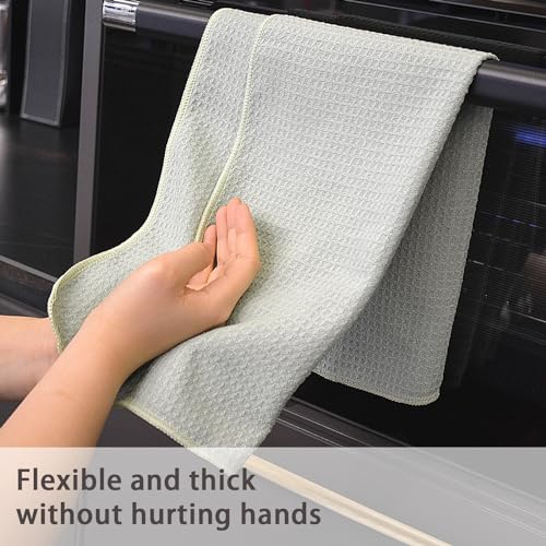 VIVOTE Microfibre Tea Towels for Kitchen, Super Water Absorbent Dry Cloths, No Fluff Lint Residue Reusable Kitchen Dish Cloth, Dry Quickly Tea Clothes, T Towels, Sage Green 40x60cm 280gsm - Image 5
