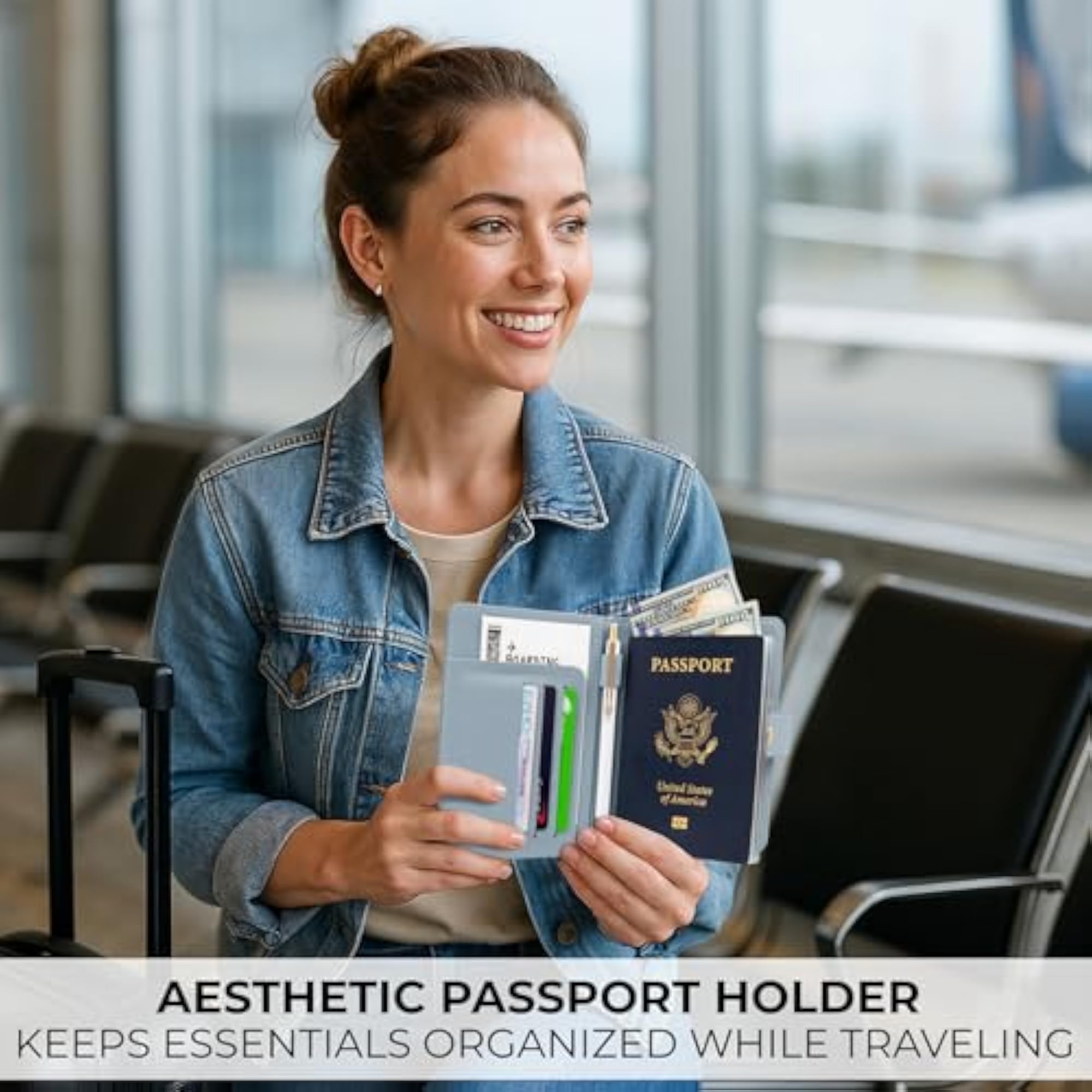 Beautiful Passport Holder for Travel, Cute Cover with Pen Holder