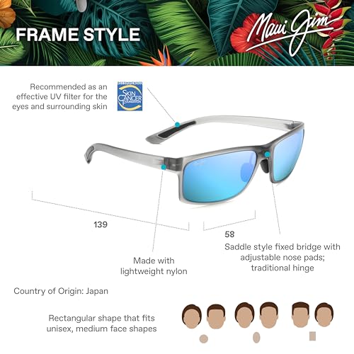 Maui Jim B439-11M Pokowai Arch W/Patented Polarizedplus2 Lenses Rectangular Sunglasses Pure Collection Polarized thumb #5