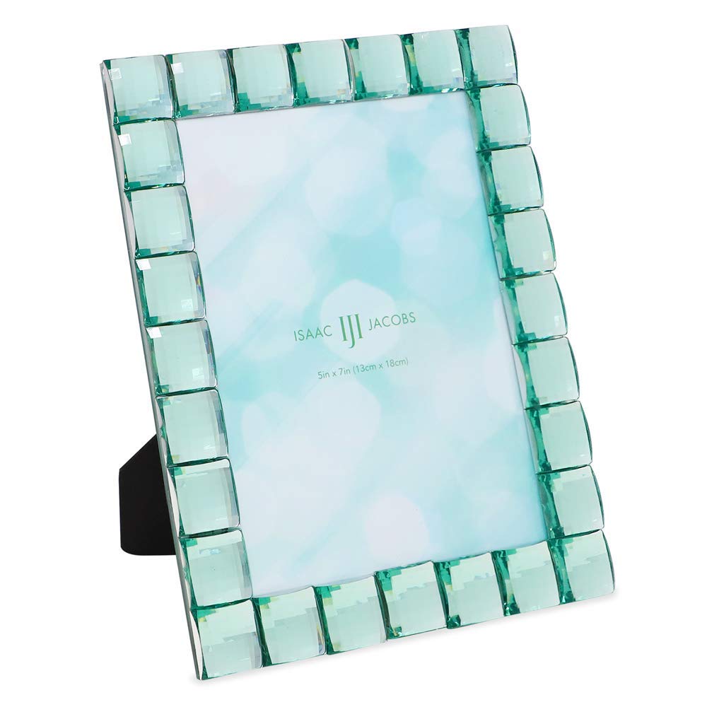Isaac Jacobs Light Green Decorative Sparkling Jewel Picture Frame, Photo Display & Home Décor (5X7, )
