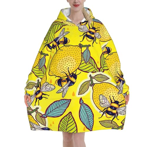 Cadeau pour femme original couverture à capuche douce et chaude motif abeille jaune