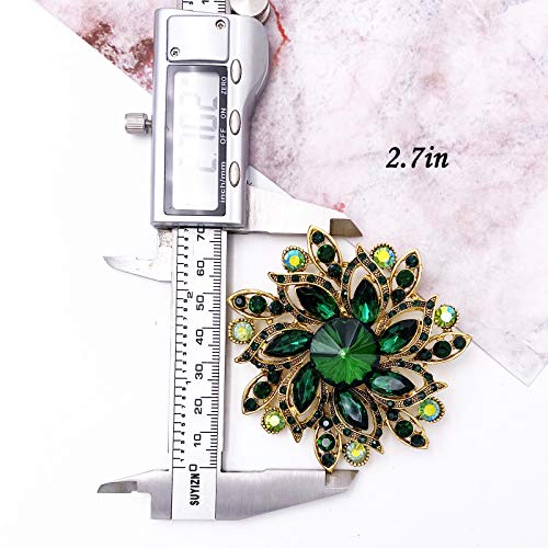 Laxpicol Vintage Women's Green Austrian Crystal Elegant Flower Brooch Wedding Broach Pin #TOP2