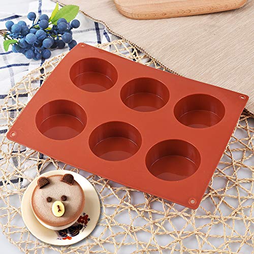 Newk Cylinder Silicone Mold, 3 Packs 6-Cavity 2" Round Cylinder Mold For Cupcake, Handmade Soap Molds, Muffin, Cake, Cheesecake, Brownie, Chocolate Cover #TOP2