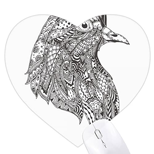 Tapis de souris en forme de coeur cadeau idéal peinture noire oiseaux