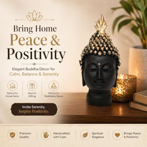 Image of ZAICUS Buddha Head Showpiece for Home Decor, Meditating Buddha Statue Figurine for Living Room, Office Desk, Meditation Room, Zen Decor & Housewarming Gift