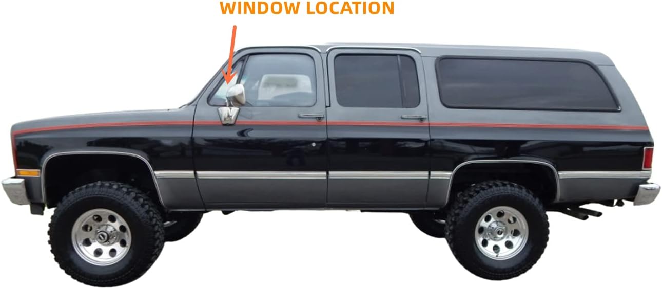 Driver/Left Side Front Vent Window Glass Replacement For Chevrolet Pickup C10 C20 C30 K10 K20 K30 1981-1986/ R-Series , V-Series Pickup 1987-1991/Blazer Kodiak Suburban 1981-1991