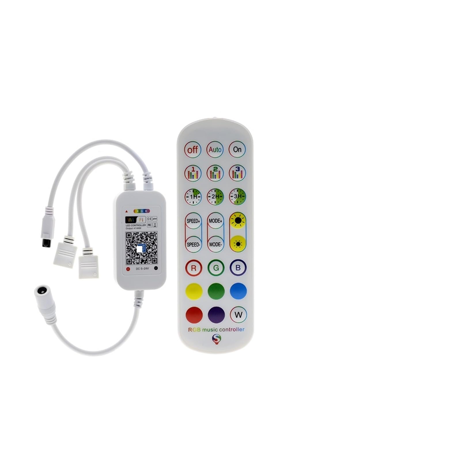 Controlador LED RGB Controlador de música Wifi Salida Dual/Triple/Quad Salida 24 Teclas Remoto WiFi Smart LED RGB Tira de luz DC5V-24V (Color: Tres Salidas)