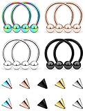 ②Tamaño del piercing: calibre: 14 g = 1,6 mm, longitud: 16 mm, bolas: 5 mm, tamaño preciso, te da una mejor experiencia.