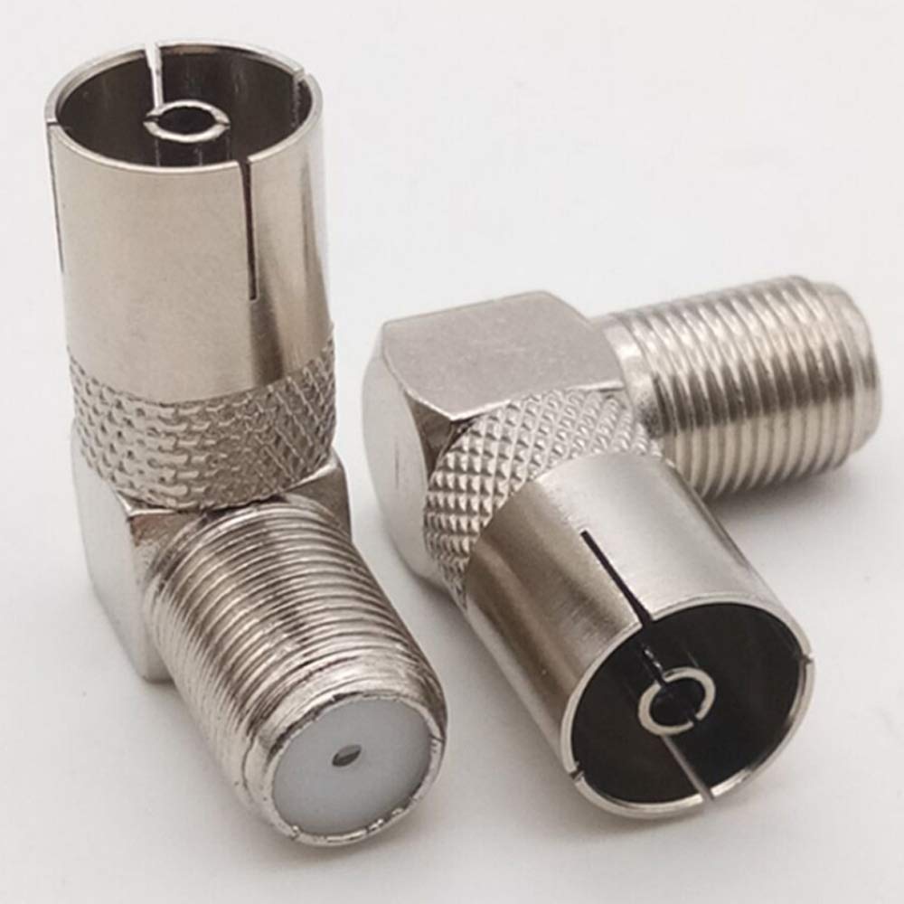 JZK 4 stuks 90 graden F-type vrouwelijk naar PAL mannelijk/vrouwelijk connectoren, haakse satellietantenne RF coaxiale adapter, SAT-connector 90 graden voor satelliet-tv en radio's