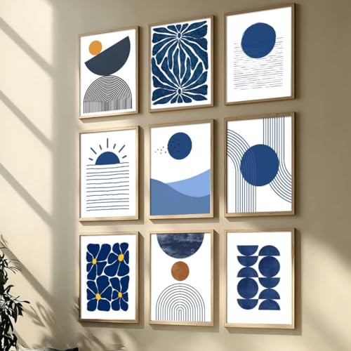 Image of kotart Aesthetic Boho Art Home Decoration | Boho Paintings With Frame For Living Room Bed Room Hotel Wall Decor Digital Reprint Set of 9 (10X13 inch)