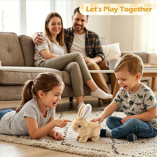 Image of Realistic Bunny Toy that Moves, Gift for Girls Boys Toddler Easter Toy | Hopping Walking Bunny Toy for Kids, Cute Electric Bunny Toy, Interactive Animated Bunny Plush