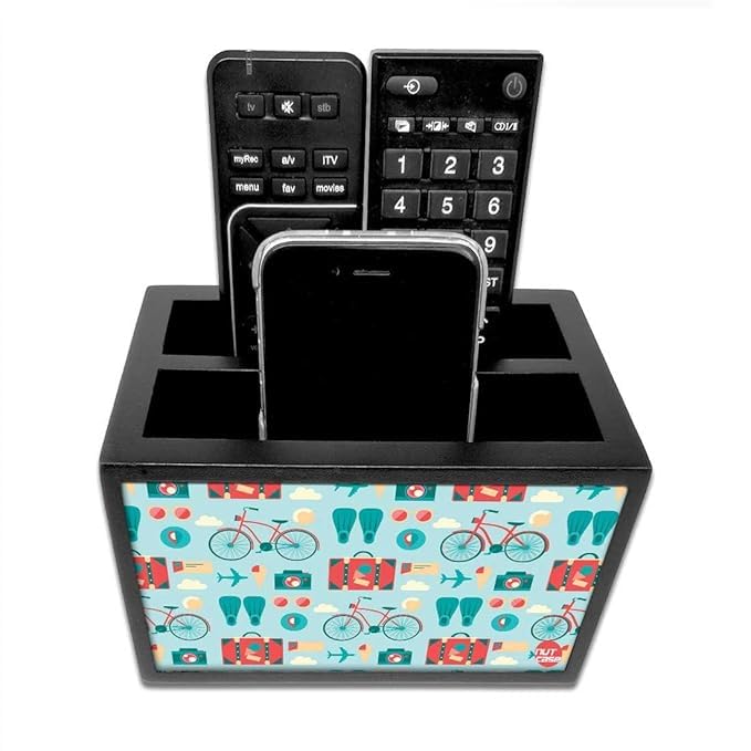 Nutcase Designer Wooden Remote Control Holder Stand Organizer Caddy for TV/AC Remotes-Multipurpose Desk Organiser-6�x4�x4� 2