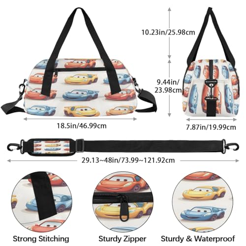 Cartoon Cute Car Kids Duffle Bag Boys Girls Small Sport Dance Gym Bag for Overnight Travel Weekender Carry On4