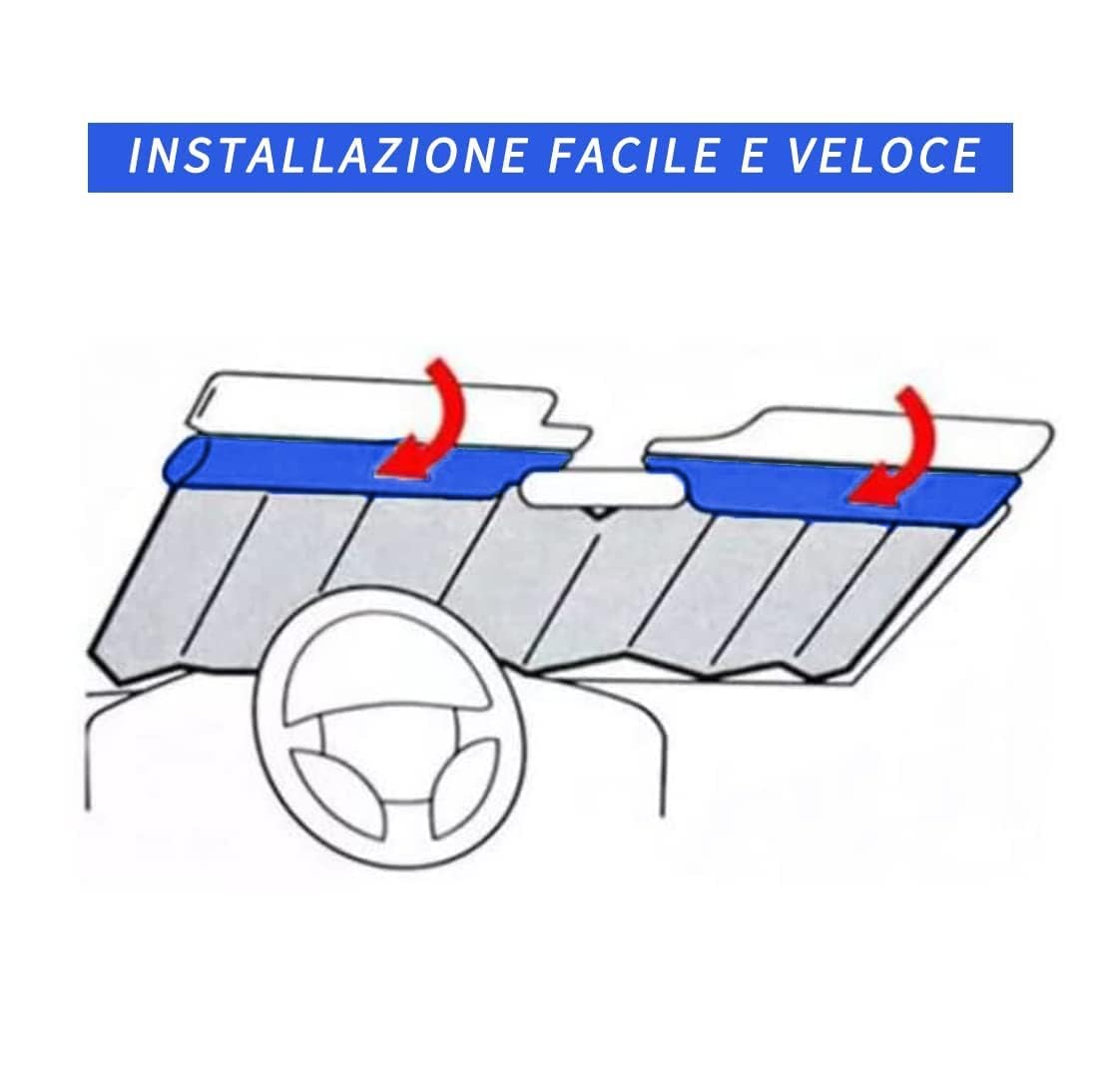 Zonneklep voor de auto, voorruit, opvouwbaar, met elastieken en