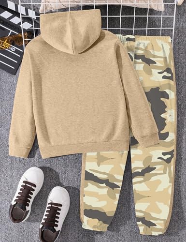 Image of Boys Clothes Boy Outfits 2-Piece Long Sleeve Hoodie and Camouflage Pants Boys Fall Winter Clothes for 6-16 Years
