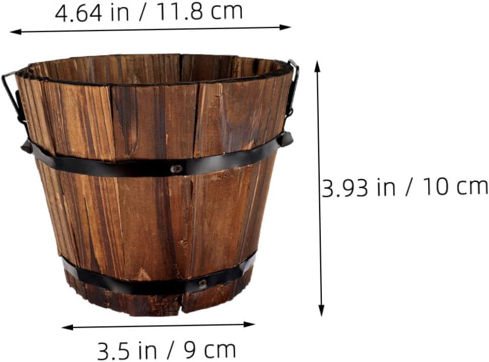 Holibanna 2pcs Decorative Wooden Flower Pots for Carbonized Solid Design for Home and Garden Decor