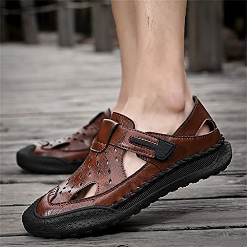 Men Casual Beach Outdoor Leather Climbing Beach Shoes Outdoor Sneakers Breathable Slip-on Fishing Sandals4