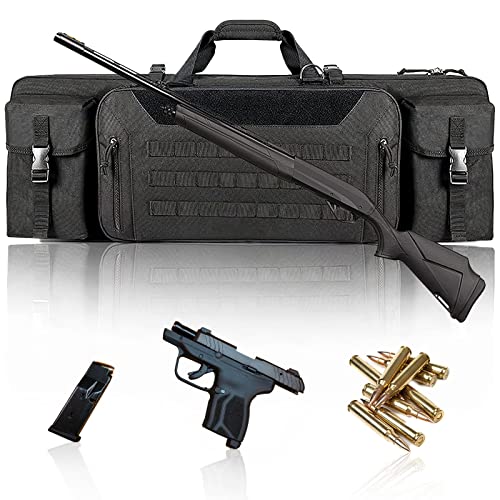 Sac Tactical Double Rifle, Étuis Souples pour Carabine Étanche avec Poche Latérale et 2 Poches à Rabat, Housse pour Carabine et Airsoft, Grande Capacité, 4 Couleurs en Option Cover