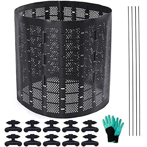 Outdoor Composter Bin, Easy Assembling, Large Capacity 220 gallons , Fast Creation of Fertile Soil (Black with Gloves) Cover