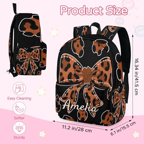 Personalized Bowknot Backpack Custom Aesthetic Dance Gymnastics Backpacks Lightweight Casual Daypack for Travel Sport Unisex Players Team Brown Black2