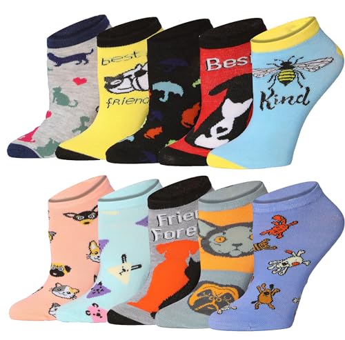 Image of Tipi Toe Women's 10 Pairs Lightweight Colorful Socks - Fun Low Cut Patterns for All-Day Comfort and Easy Everyday Style