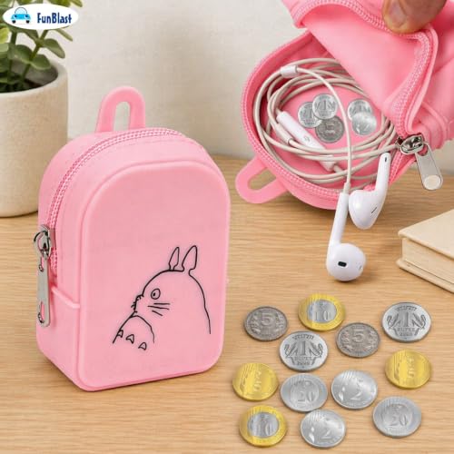 Image of FunBlast Cute Cat Shape Silicone Coin Purse for Kids & Adults - Mini Pouch for Coins, Earphones, Keys & Small Essentials, Aesthetic Pouches for Girls & Women - 12 X 9.5 X 3 Cm (Cat-Pink)