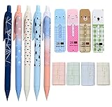 GANSSIA 0.5mm Mechanical Pencil Set, 5pcs Pencils and 4pcs lead refill with 4pcs Erasers for Writing Gifts