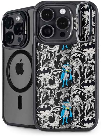 Skinit Kickstand Phone Case Compatible with iPhone 16 Pro Max - Officially Licensed DC Comics Batman Vintage Pose Collage Art Design