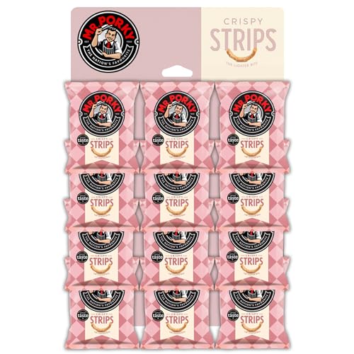 Mr Porky Crispy Strips Pubcard 12 x 20g Lighter Pork Snack High Protein Keto-Friendly Great for Pubs or On-the-Go
