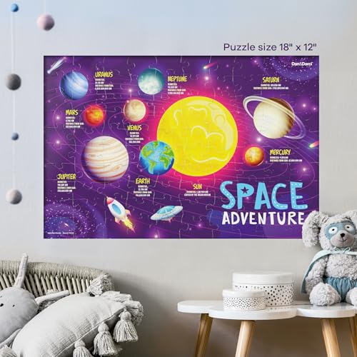 Dan&Darci Glow in The Dark 100 Piece Galaxy Puzzle for Kids - Space Jigsaw Puzzles Toys for Boys & Girls Ages 6-8 - Christmas Birthday Gifts for Age 6 7 8 Year Old Toddler Boy Girl Gift - Planet Toys - Image 3
