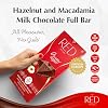 Red Delight Hazelnut & Macadamia Milk Chocolate Bars - 3 oz, Pack of 6 - Chocolate Gift, Low Carb, No Added Sugar, Kosher, Non-GMO, Gluten-Free Vegan Treat - European-Made Chocolate Snack